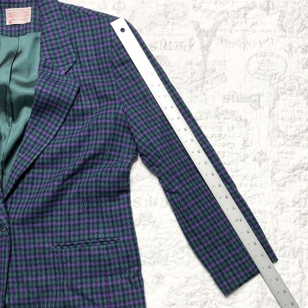 Pendleton Woolen Mills Plaid Green/Purple Checkered Wool Blazer 10 Petite - Picture 12 of 12